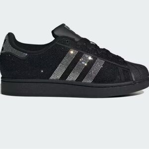 Adidas Superstar  Black and Silver Crystals Shoes